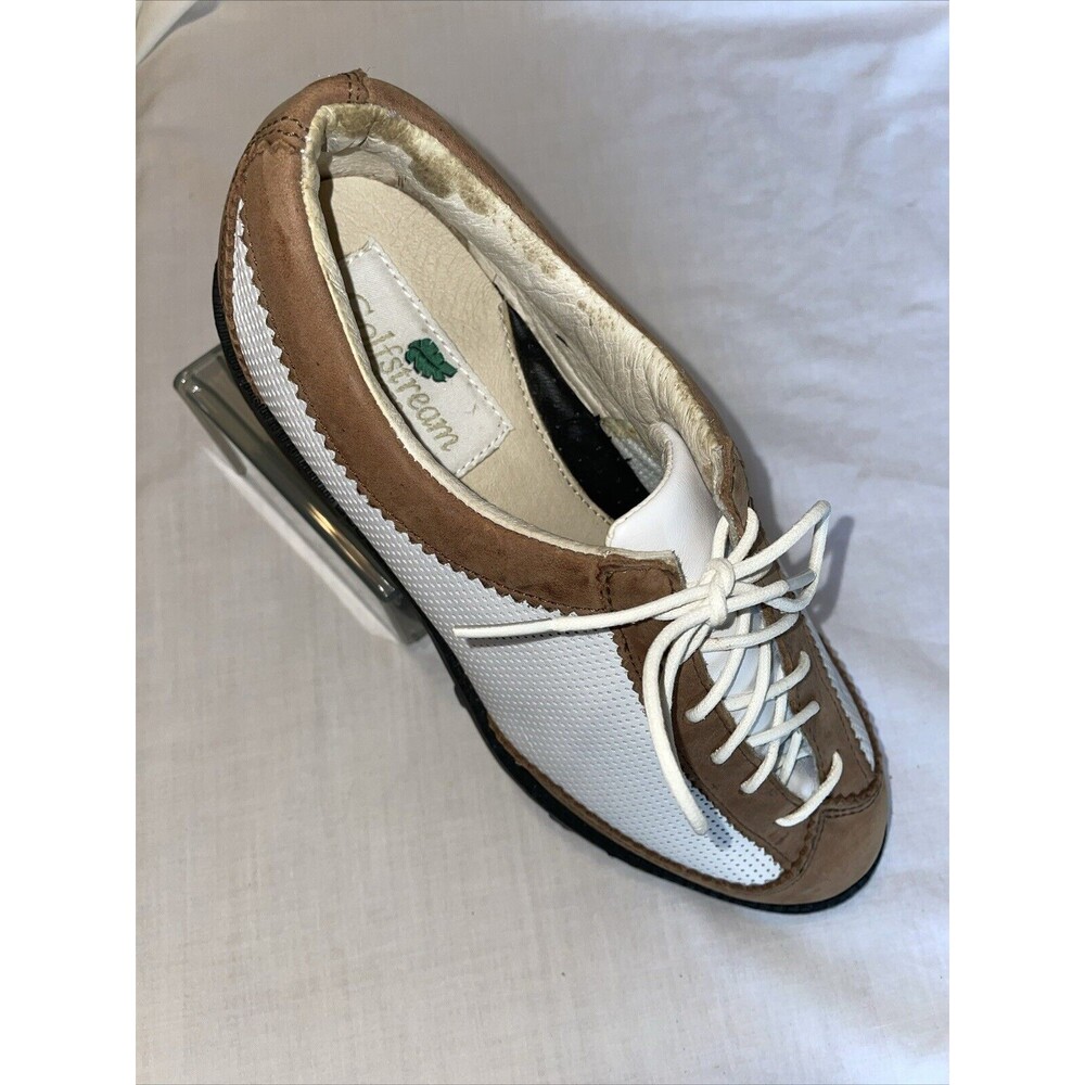 Golfstream Women’s Golf Shoes Size 7 M White Brown Leather Outdoors Athleisure